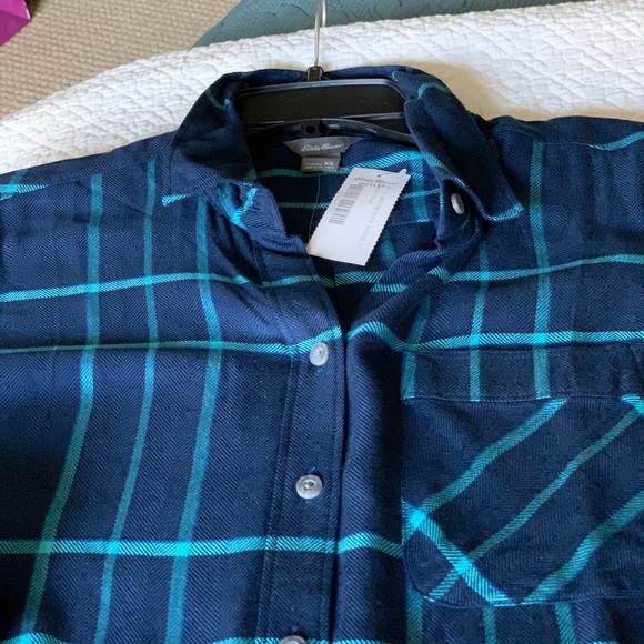 Button down Ladies window pane shirt is - Picture 2 of 7